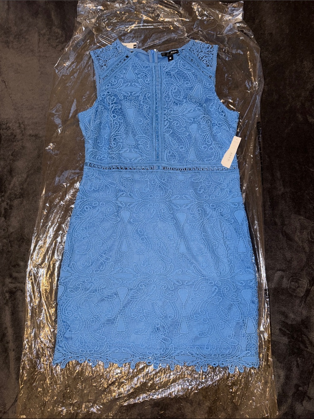 Aqua Blue Lace Midi Dress